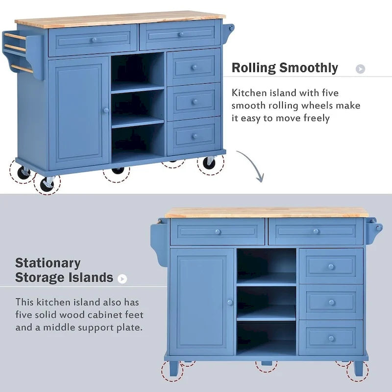 53  Rolling Mobile Island Kitchen Island Cart