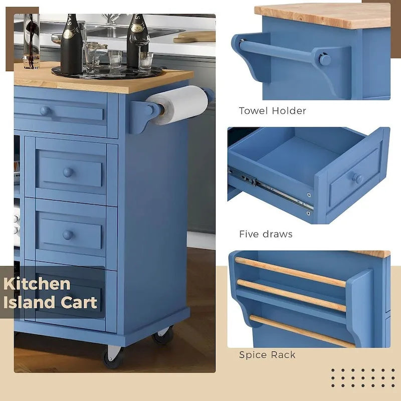 53  Rolling Mobile Island Kitchen Island Cart