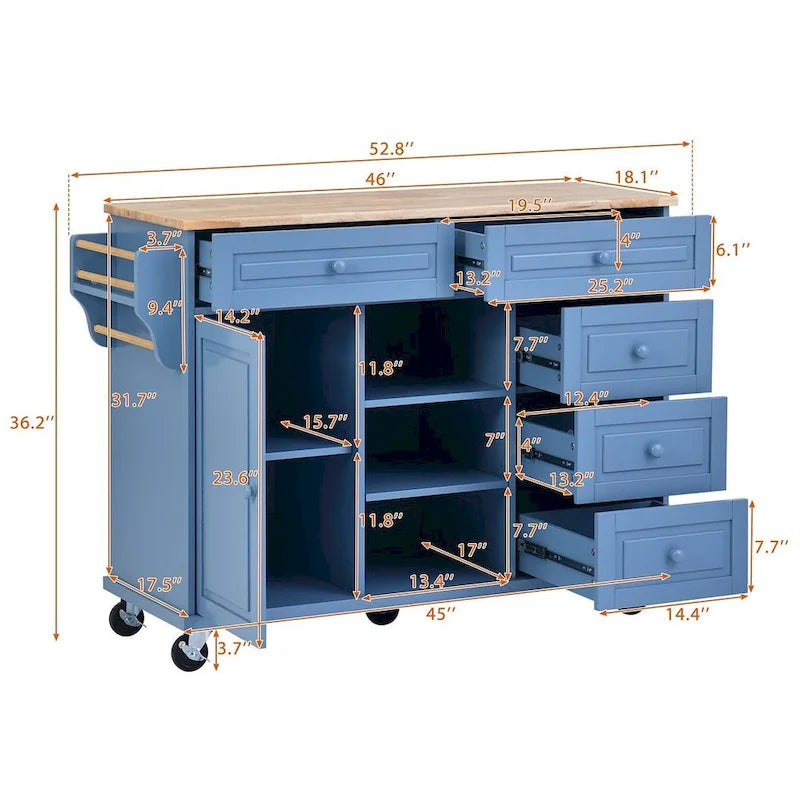 53  Rolling Mobile Island Kitchen Island Cart