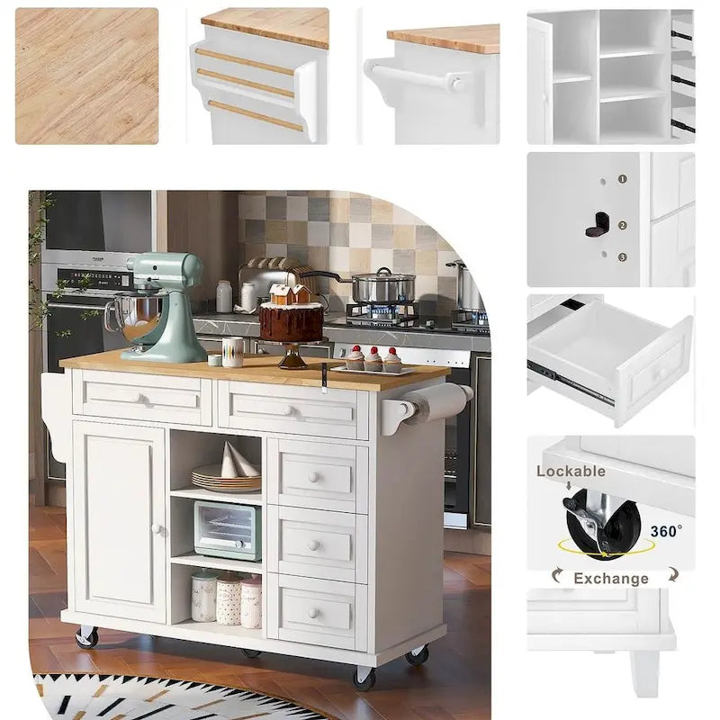 53  Rolling Mobile Island Kitchen Island Cart