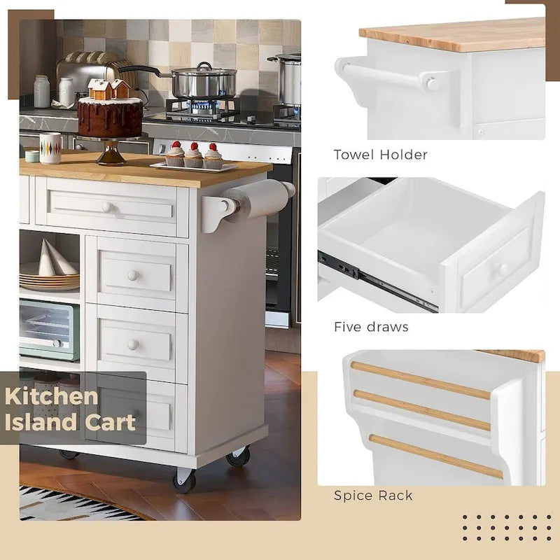 53  Rolling Mobile Island Kitchen Island Cart