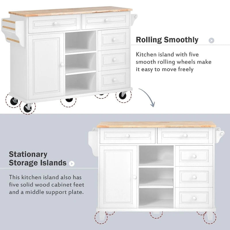 53  Rolling Mobile Island Kitchen Island Cart