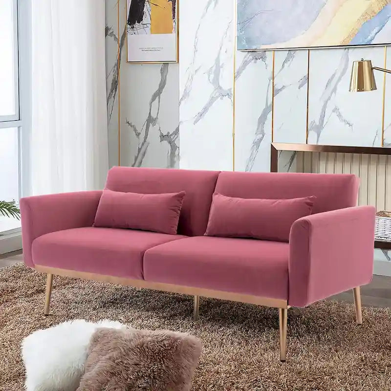 Clihome Biscuit Back Convertible Sofa with Mattress