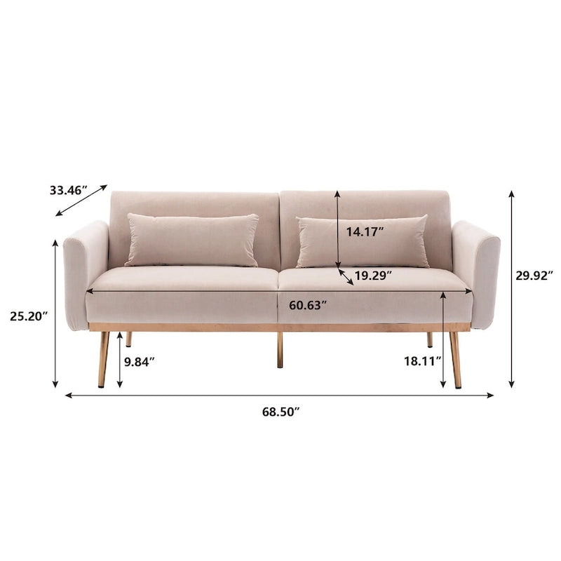 Clihome Biscuit Back Convertible Sofa with Mattress