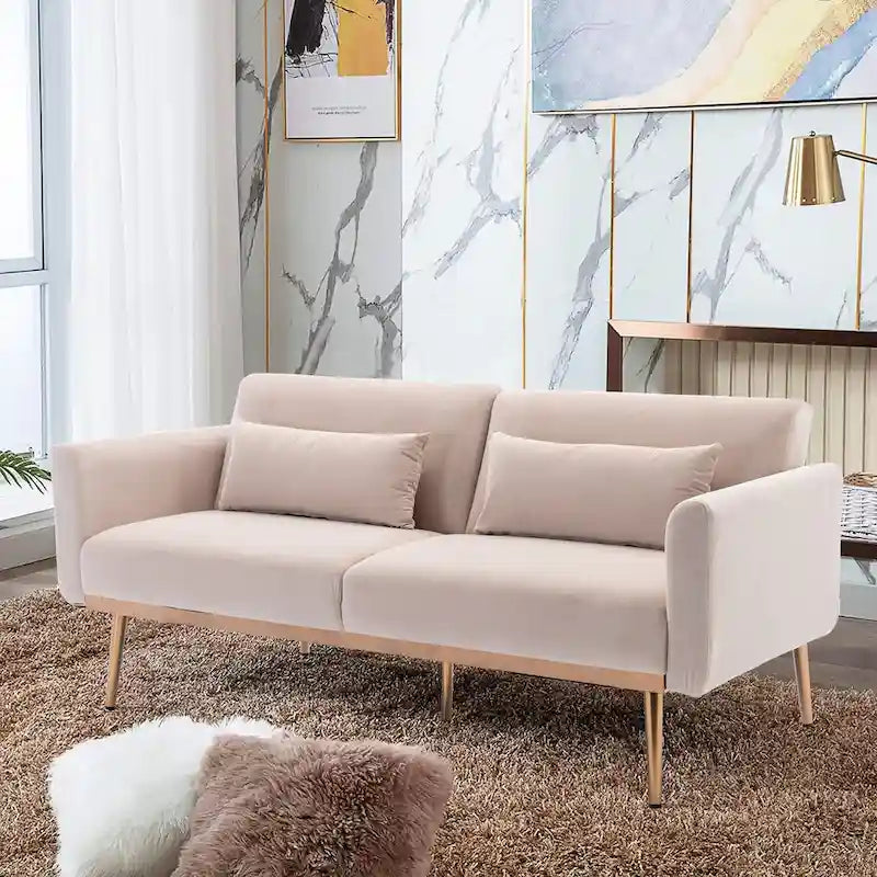 Clihome Biscuit Back Convertible Sofa with Mattress
