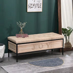 48  Linen Storage Bench: Button-Tufted, Wooden Ottoman for Bedroom, Living Room