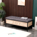 48  Linen Storage Bench: Button-Tufted, Wooden Ottoman for Bedroom, Living Room
