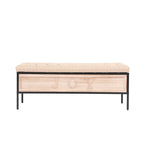 48  Linen Storage Bench: Button-Tufted, Wooden Ottoman for Bedroom, Living Room