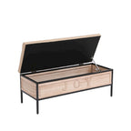 48  Linen Storage Bench: Button-Tufted, Wooden Ottoman for Bedroom, Living Room