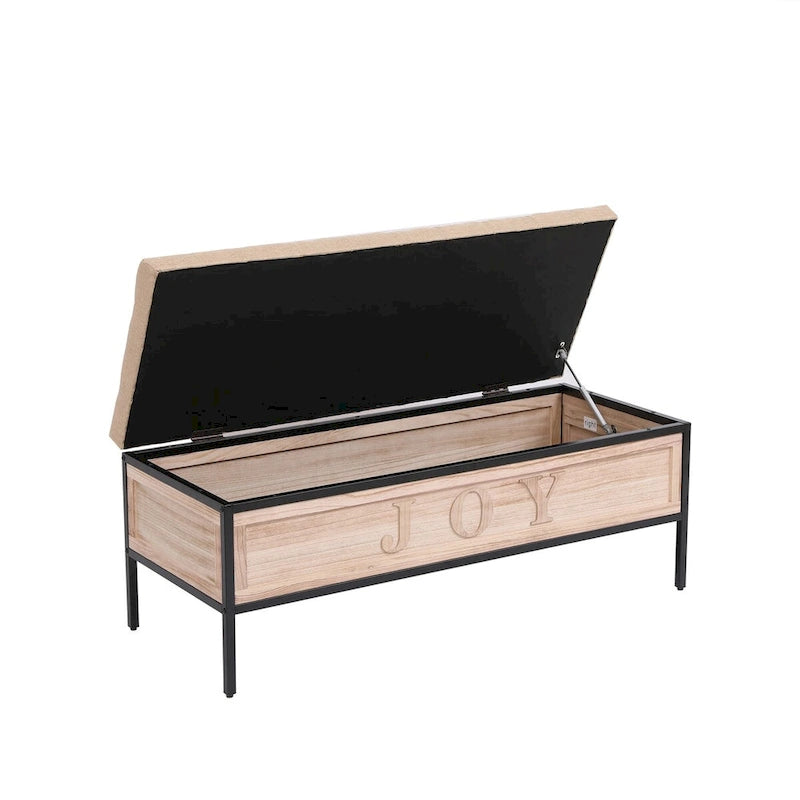 48  Linen Storage Bench: Button-Tufted, Wooden Ottoman for Bedroom, Living Room