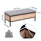 48  Linen Storage Bench: Button-Tufted, Wooden Ottoman for Bedroom, Living Room