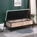 48  Linen Storage Bench: Button-Tufted, Wooden Ottoman for Bedroom, Living Room