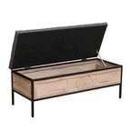 48  Linen Storage Bench: Button-Tufted, Wooden Ottoman for Bedroom, Living Room