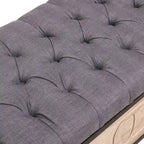 48  Linen Storage Bench: Button-Tufted, Wooden Ottoman for Bedroom, Living Room