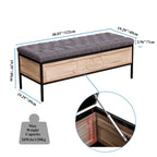 48  Linen Storage Bench: Button-Tufted, Wooden Ottoman for Bedroom, Living Room