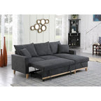 Dark Gray Woven Reversible Sleeper Sectional Sofa with Storage Chaise