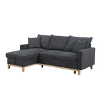 Dark Gray Woven Reversible Sleeper Sectional Sofa with Storage Chaise