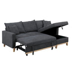 Dark Gray Woven Reversible Sleeper Sectional Sofa with Storage Chaise
