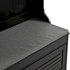 5-in-1 Entryway Bench with Shutter-shaped doors, Coat Rack, Cushion and 4 Sturdy Hooks, 47.2  Wide Hall Tree with Storage Bench