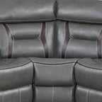 Lof Power Reclining Sectional Sofa Set, USB Port, Gray Gel Faux Leather