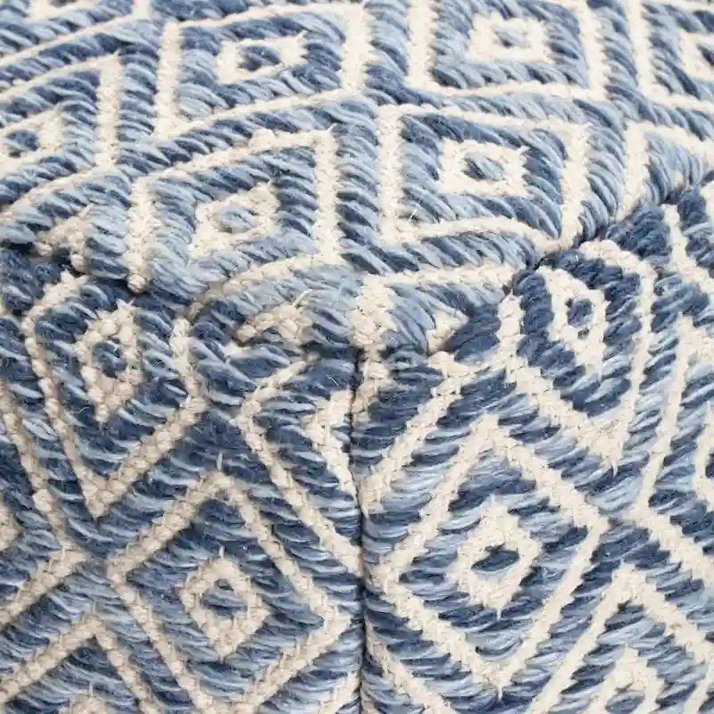 Jani Rhombus 22-inch Brown Square Pouf Ottoman - Handmade Footrest for Living Room, Bedroom, Nursery, Kidsroom