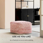 Jani Rhombus 22-inch Brown Square Pouf Ottoman - Handmade Footrest for Living Room, Bedroom, Nursery, Kidsroom