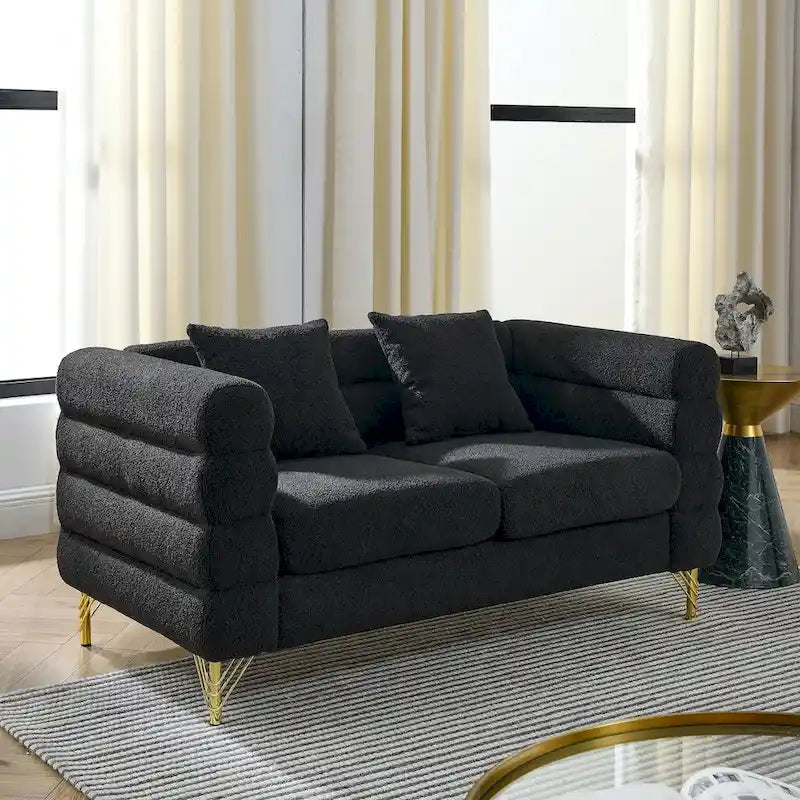 Oversized 2-Seater Deep Seating Loveseat Sofa with 2 Pillows