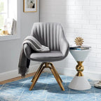 Art Leon Modern Velvet Swivel Chair with Golden Finish