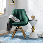 Art Leon Modern Velvet Swivel Chair with Golden Finish