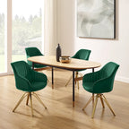 Art Leon Modern Velvet Swivel Chair with Golden Finish