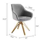 Art Leon Modern Velvet Swivel Chair with Golden Finish