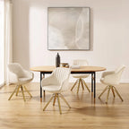 Art Leon Modern Velvet Swivel Chair with Golden Finish