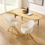 Art Leon Modern Velvet Swivel Chair with Golden Finish