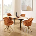 Art Leon Modern Velvet Swivel Chair with Golden Finish