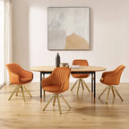 Art Leon Modern Velvet Swivel Chair with Golden Finish