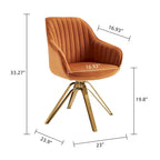 Art Leon Modern Velvet Swivel Chair with Golden Finish