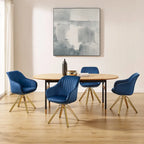 Art Leon Modern Velvet Swivel Chair with Golden Finish