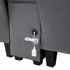 Modern Linen Fabric Upholstered Sofa with Console, 4Pillows,Cupholders,USB