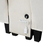 Modern Linen Fabric Upholstered Sofa with Console, 4Pillows,Cupholders,USB