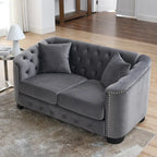 59 Modern Velvet Sofa,2-Seater Sofa,Upholstered Tufted Backrests with Nailhead Arms and 2 Cushions for Living Room