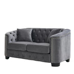 59 Modern Velvet Sofa,2-Seater Sofa,Upholstered Tufted Backrests with Nailhead Arms and 2 Cushions for Living Room