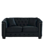 59 Modern Velvet Sofa,2-Seater Sofa,Upholstered Tufted Backrests with Nailhead Arms and 2 Cushions for Living Room