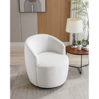 Velvet Fabric Swivel Barrel Chair with Black Powder Coating Metal Ring