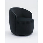Velvet Fabric Swivel Barrel Chair with Black Powder Coating Metal Ring