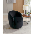 Velvet Fabric Swivel Barrel Chair with Black Powder Coating Metal Ring