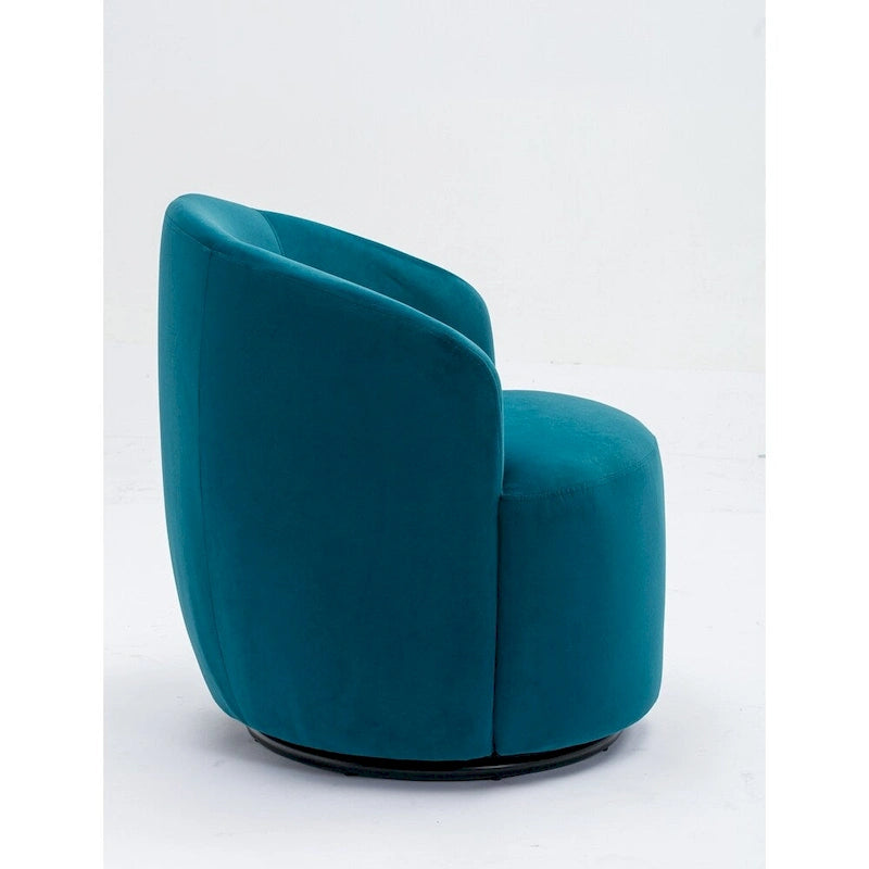 Velvet Fabric Swivel Barrel Chair with Black Powder Coating Metal Ring