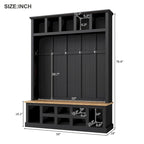 Hall Tree Hallway Storage Bench with Shoe Cubbies and Coat Rack with Hooks