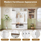 Hall Tree Hallway Storage Bench with Shoe Cubbies and Coat Rack with Hooks