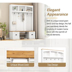 Hall Tree Hallway Storage Bench with Shoe Cubbies and Coat Rack with Hooks