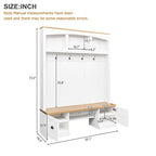 Hall Tree Hallway Storage Bench with Shoe Cubbies and Coat Rack with Hooks